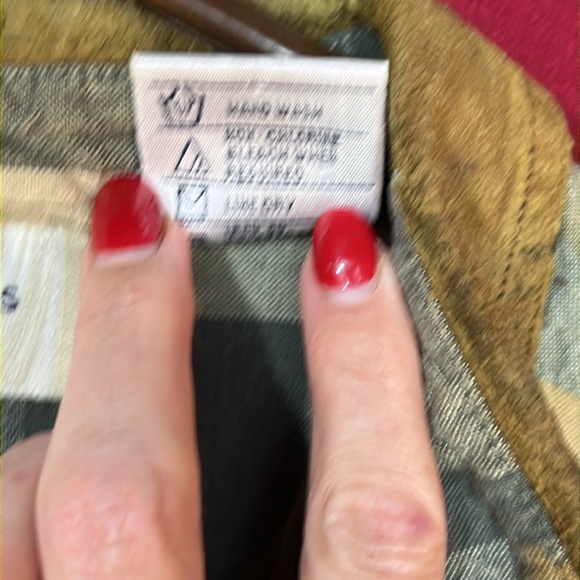 Lemon grass FALL LEAVES autumn thanksgivjng plaid SHIRT leather collar size 20 - Picture 5 of 16